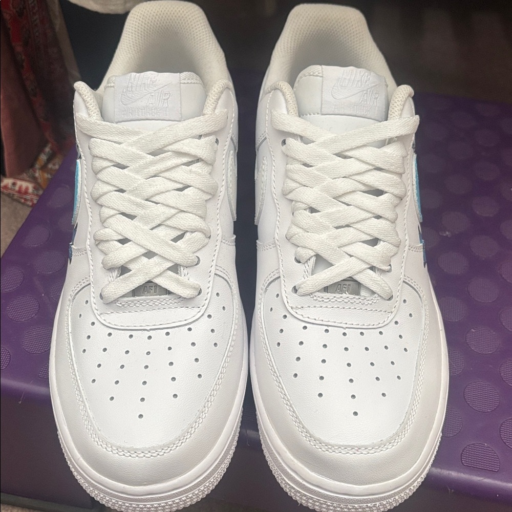 Nike | Custom Drip Blue Butterfly Fantasy 🦋 Air Force 1’s Never Worn Sz 7 - Picture 8 of 13